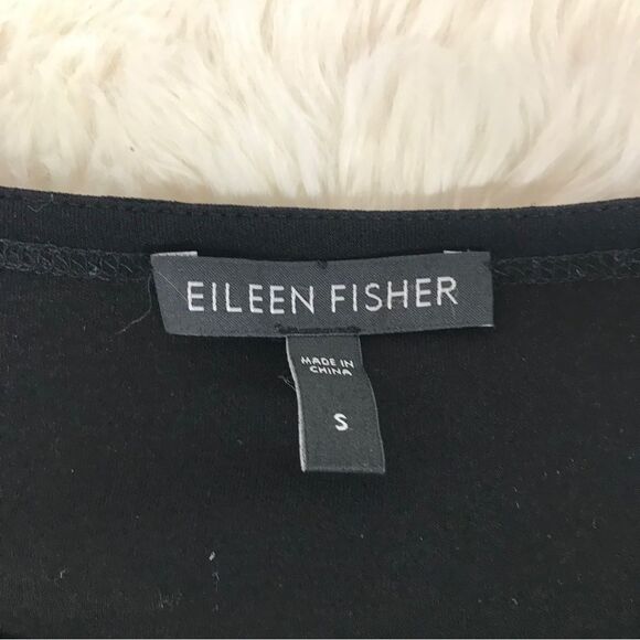 EILEEN FISHER Black Sheer Silk Long Sleeve Tunic Top Jersey Classic Size‎ Small - Picture 4 of 11